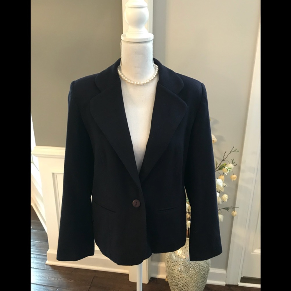 ⚜️ Adolfo Navy Blue Wool Blazer - Size 8